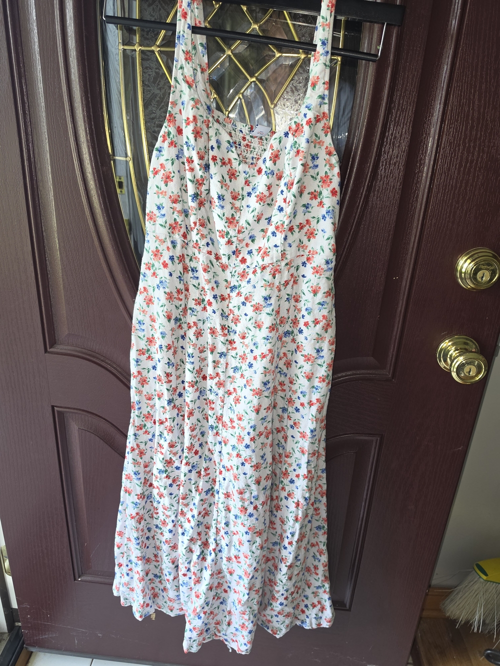 Old Navy White Floral Sundress with Red and Blue Flowers